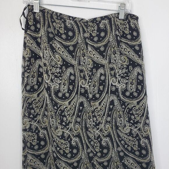 Womens Maxi Skirt Paisley Dark Goth Witchy Whimsigoth Wrap Front Boho 8 Lined - Picture 7 of 11